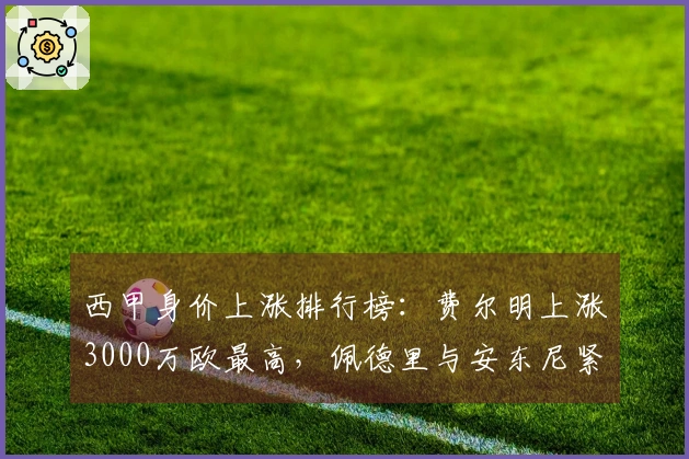 西甲身价上涨排行榜：费尔明上涨3000万欧最高，佩德里与安东尼紧随其后